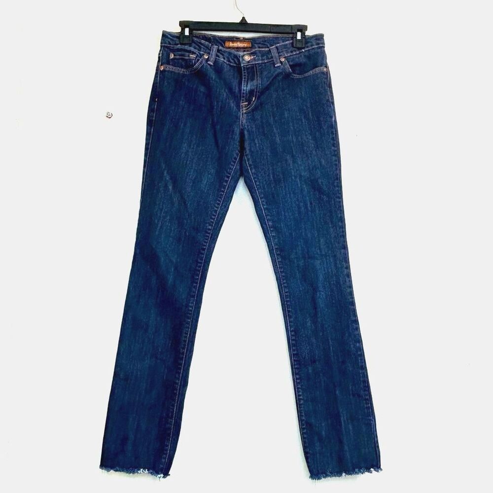 David Kahn Jeans Size 29 Denim Dark Blue Distressed Hem Low Rise Ankle Jeans Y2K